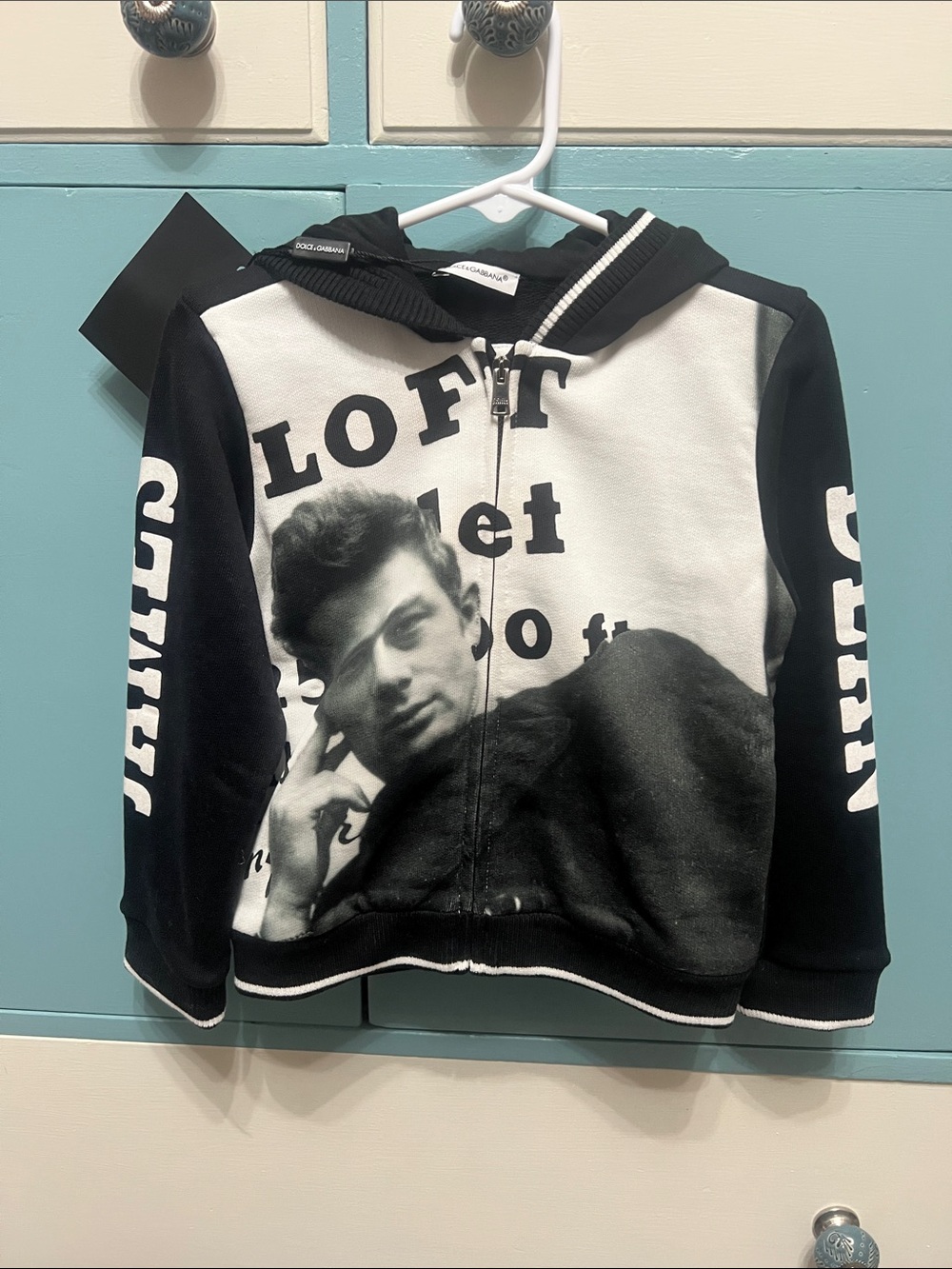 Dolce & Gabbana Black and White Graphic Hoodie with Branded Tags
